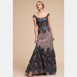 Terani Couture Navy and Silver Lace Wedding Dress